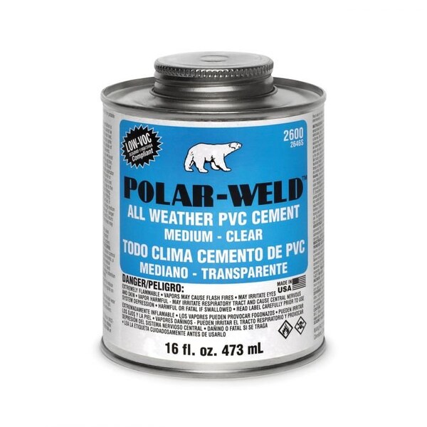 United Elchem POLARWELD 2646S LOW VOC PVC SOLVENT CEMENT, 16 OZ, TRANSLUCENT LIQUID, CLEAR 2646S - main